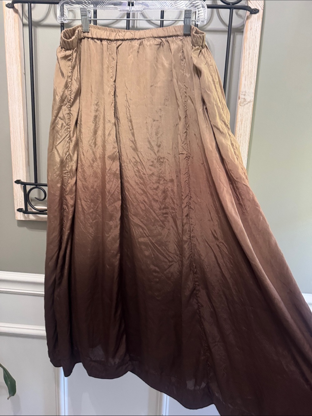 Chico's Ombre Tan to Brown Maxi Skirt additions sz 2 tie die